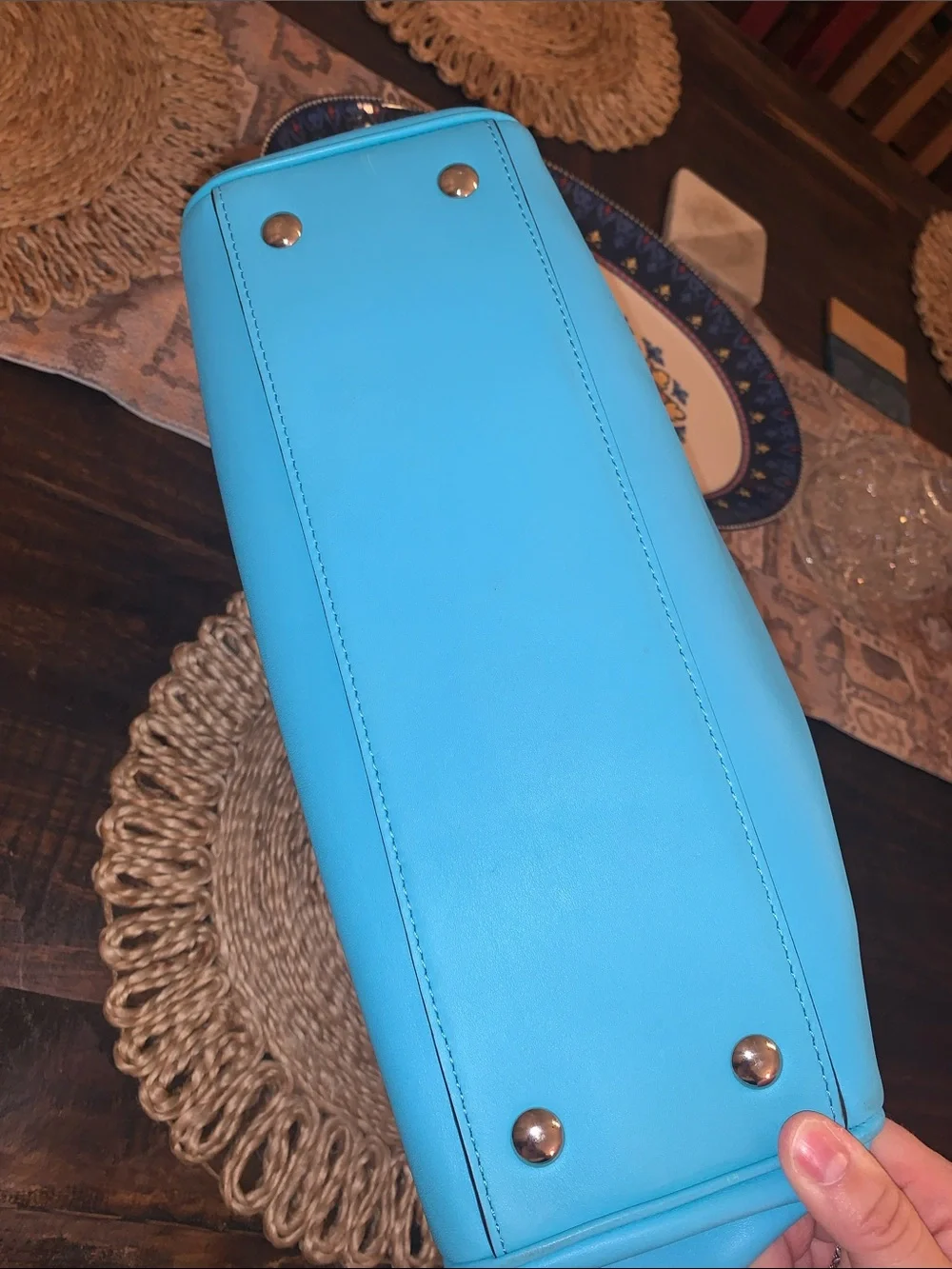 Coach Legacy Candace Caryall Tote Handbag in Robins Egg Blue with COA - Picture 9 of 13